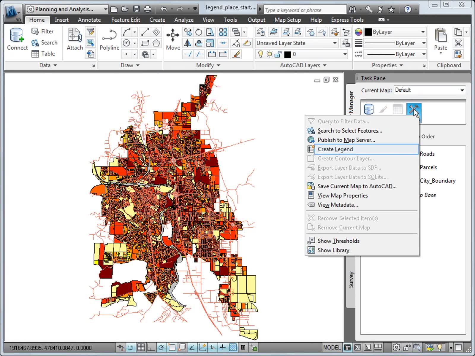 AutoCAD Map 3D 2024 Ajuda | Vídeo: Colocar uma legenda em um mapa | Autodesk