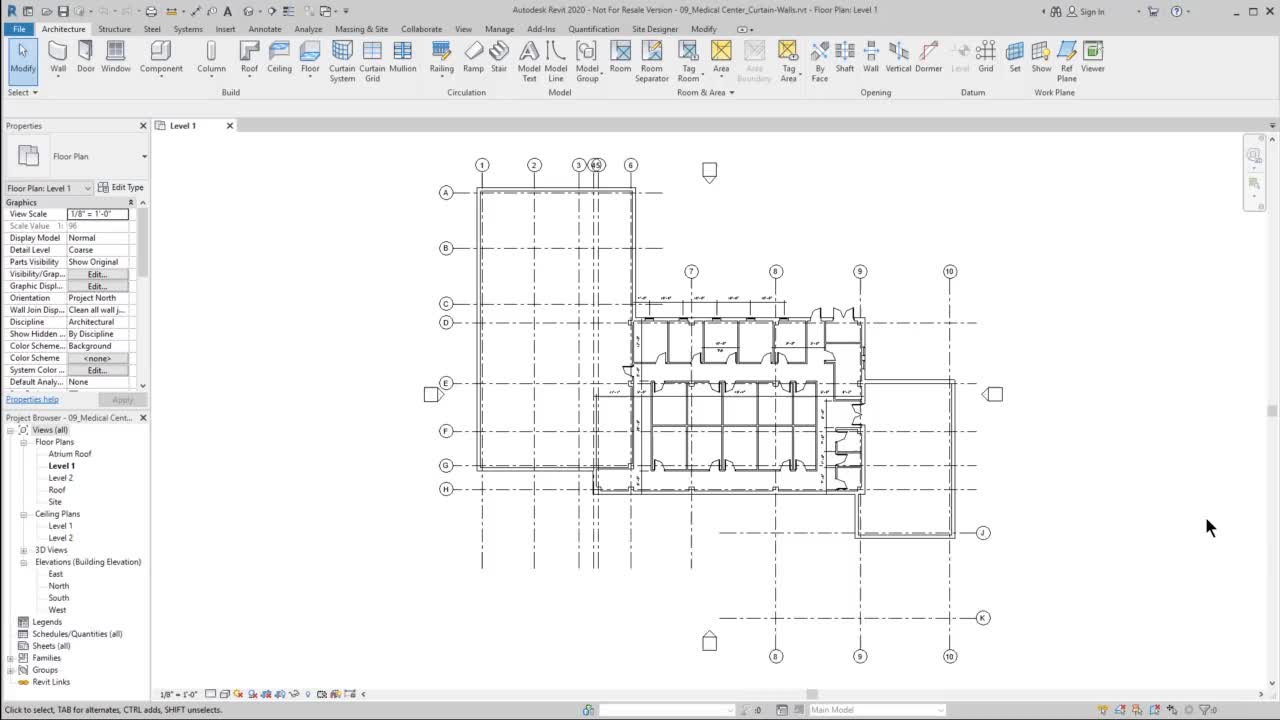 Layout Curtain Walls, Floors and Roofs in Revit - Add Curtain Walls-A (20  min) | Autodesk
