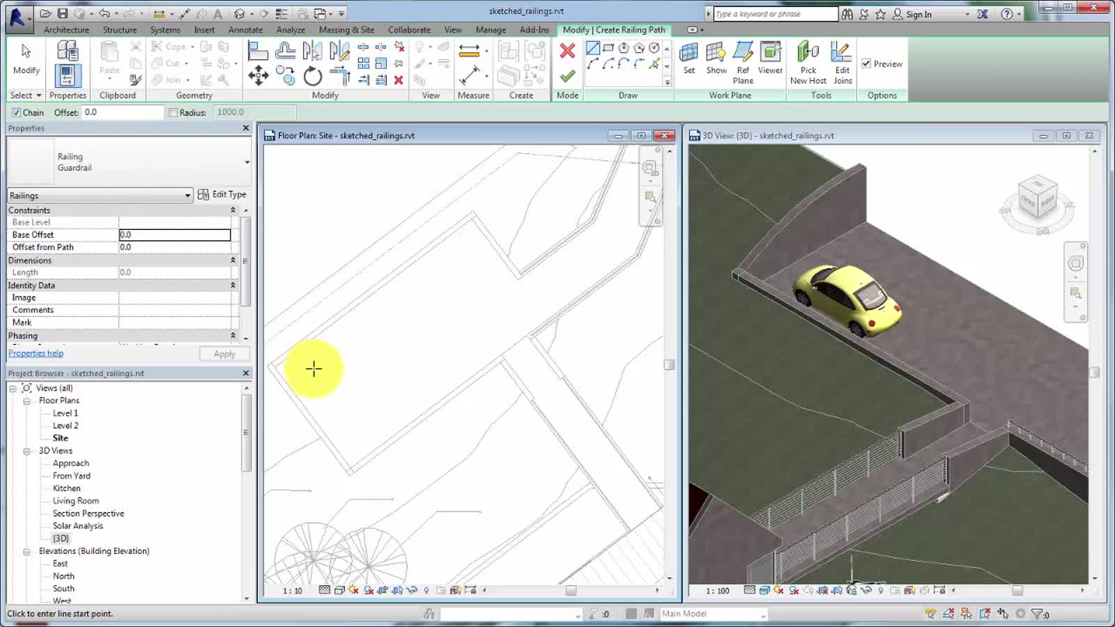 Ayuda | Vídeo: crear boceto de barandillas hospedadas | Autodesk