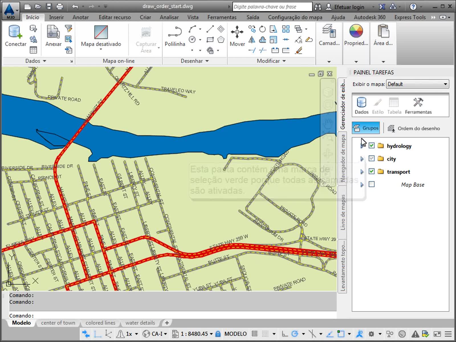 AutoCAD Map 3D 2024 Ajuda | Vídeo: Gerenciar camadas em ordem do desenho e  pastas | Autodesk